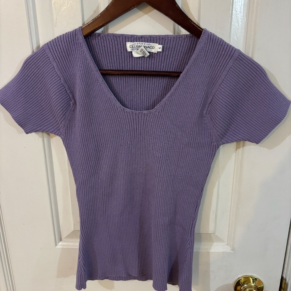 Vintage 1990s purple ribbed v neck Club Monaco shirt *accepting offers